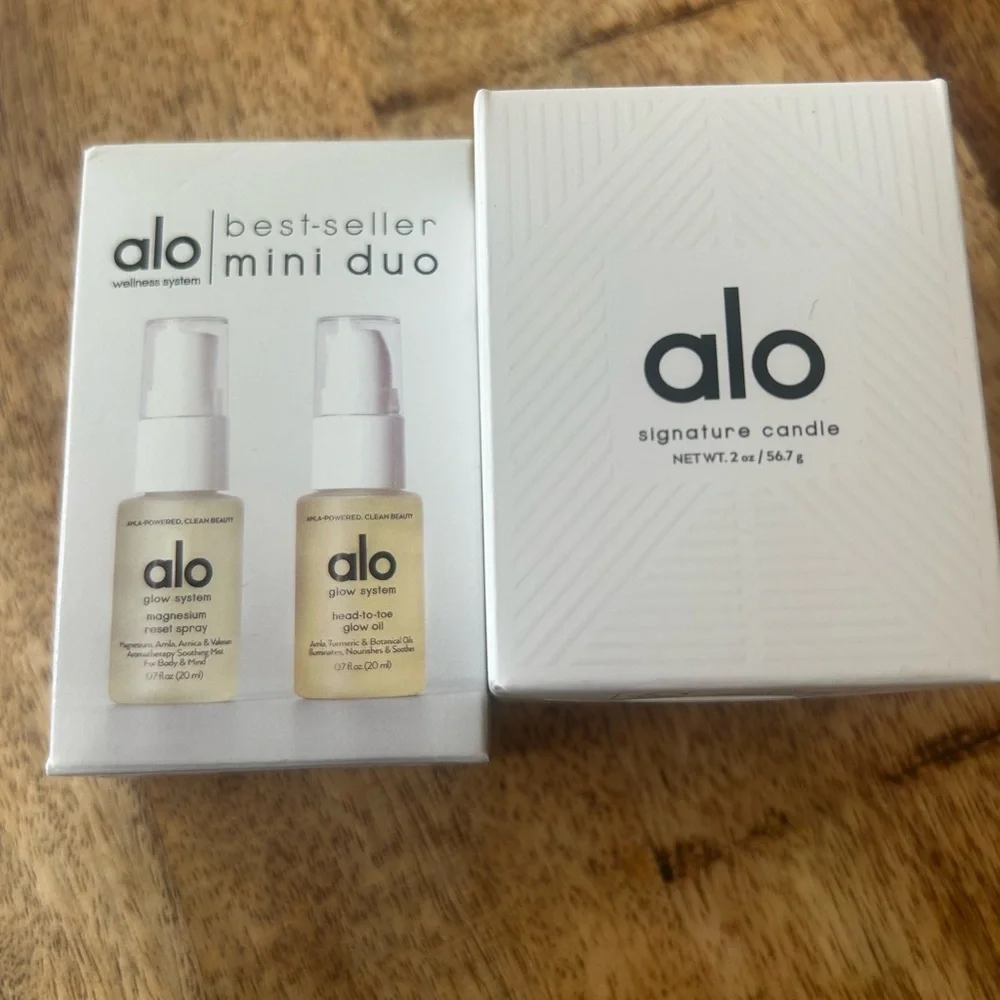 New ALO Yoga Best-Seller Mini Duo Skincare Set(magnesium) and Candle bundle